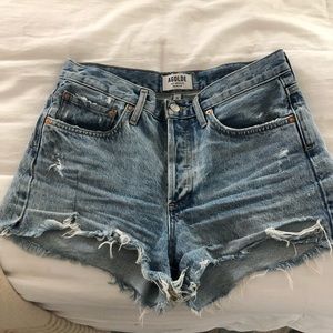 Agolde Parker Denim Shorts in color “Swampmeet”